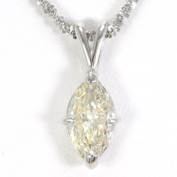 PT850 プラチナ ネックレス イエローダイヤ 1.07 鑑定書 約46cm ジュエリー 中古