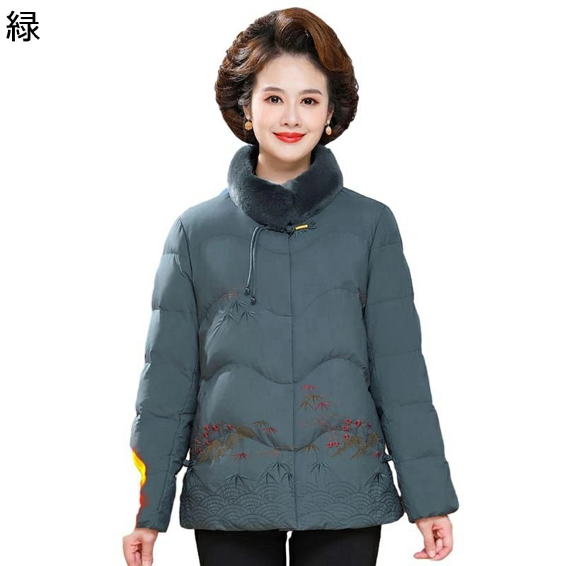 レディースアウタージャケット レディース 90％ダウン 花 花柄 刺繍 ファー付き アヒル羽毛 ダウン入り ダウンコート 長袖 冬用 暖かい 保温保暖 アウター 用 おしゃれ トレンド 流行り ファッ
