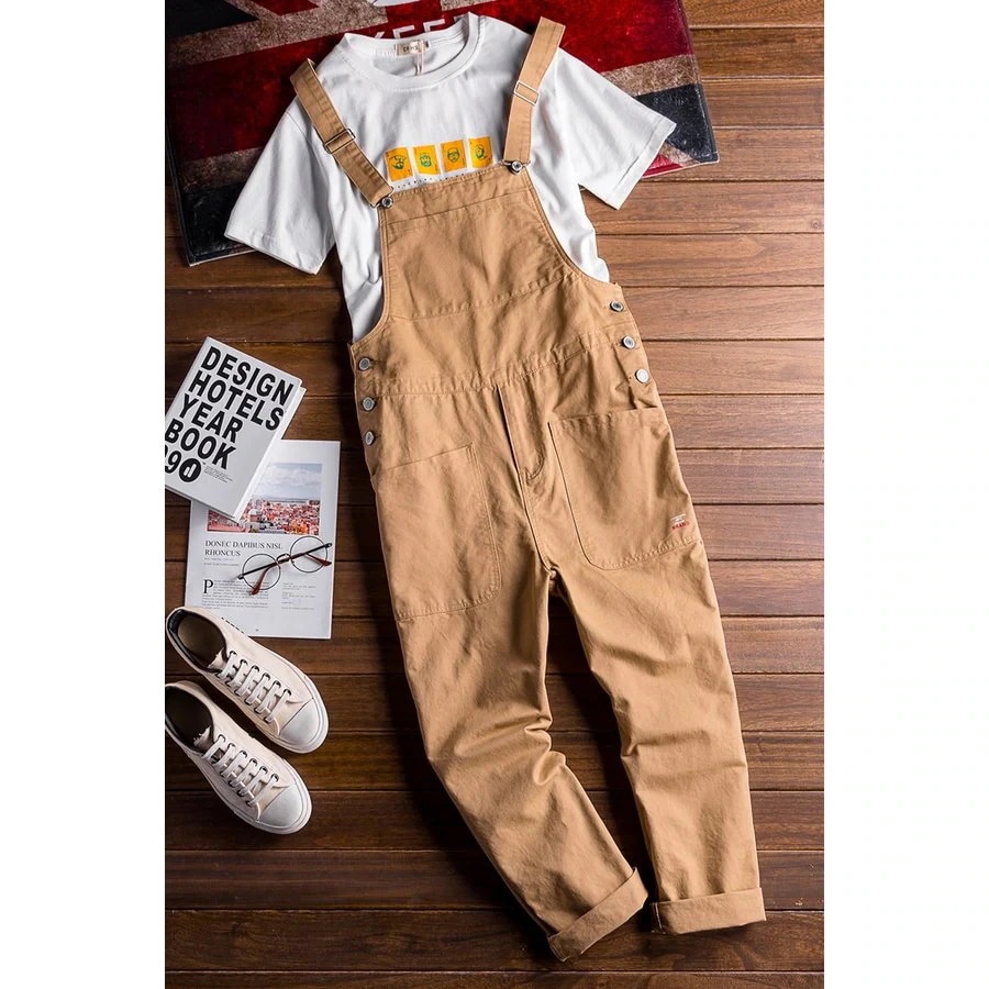 メンズサロペット オーバーオール つなぎ オールインワン ペインター サスペンダーズボン ワークパンツ ボーダー柄 個性 作業服