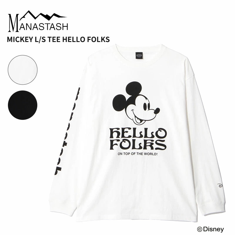 マナスタッシュ メンズ 長袖Tシャツ レディース ミッキーマウス MANASTASH ディズニーコラボ MICKEY L/S TEE HELLO FOLKS トップス 792-5230013