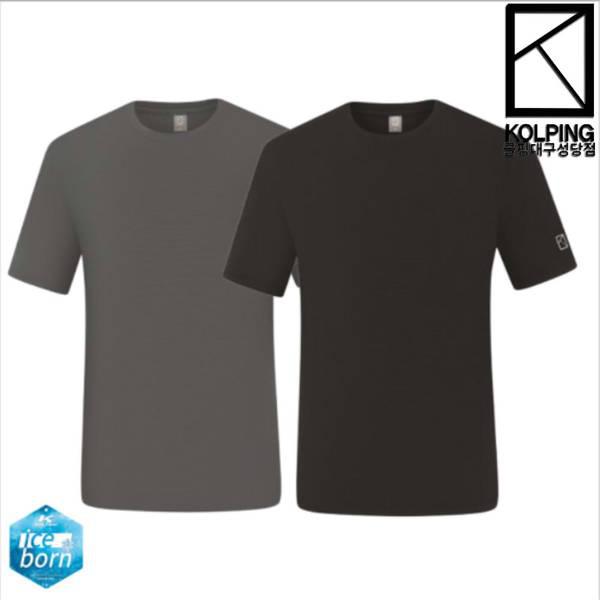 男性夏ストライプ冷感素材使用ラウンドTシャツKWT0594Mシアス