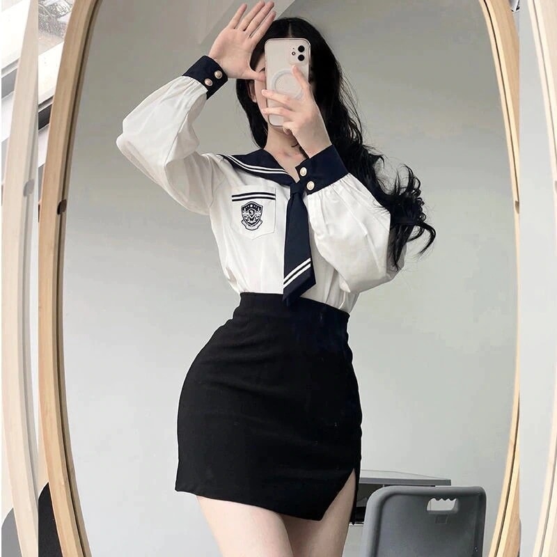 ドレス シャツワンピースjk制服韓国ファッション jk 学生服 長袖ヒップワンピースセットキャンパスウェア