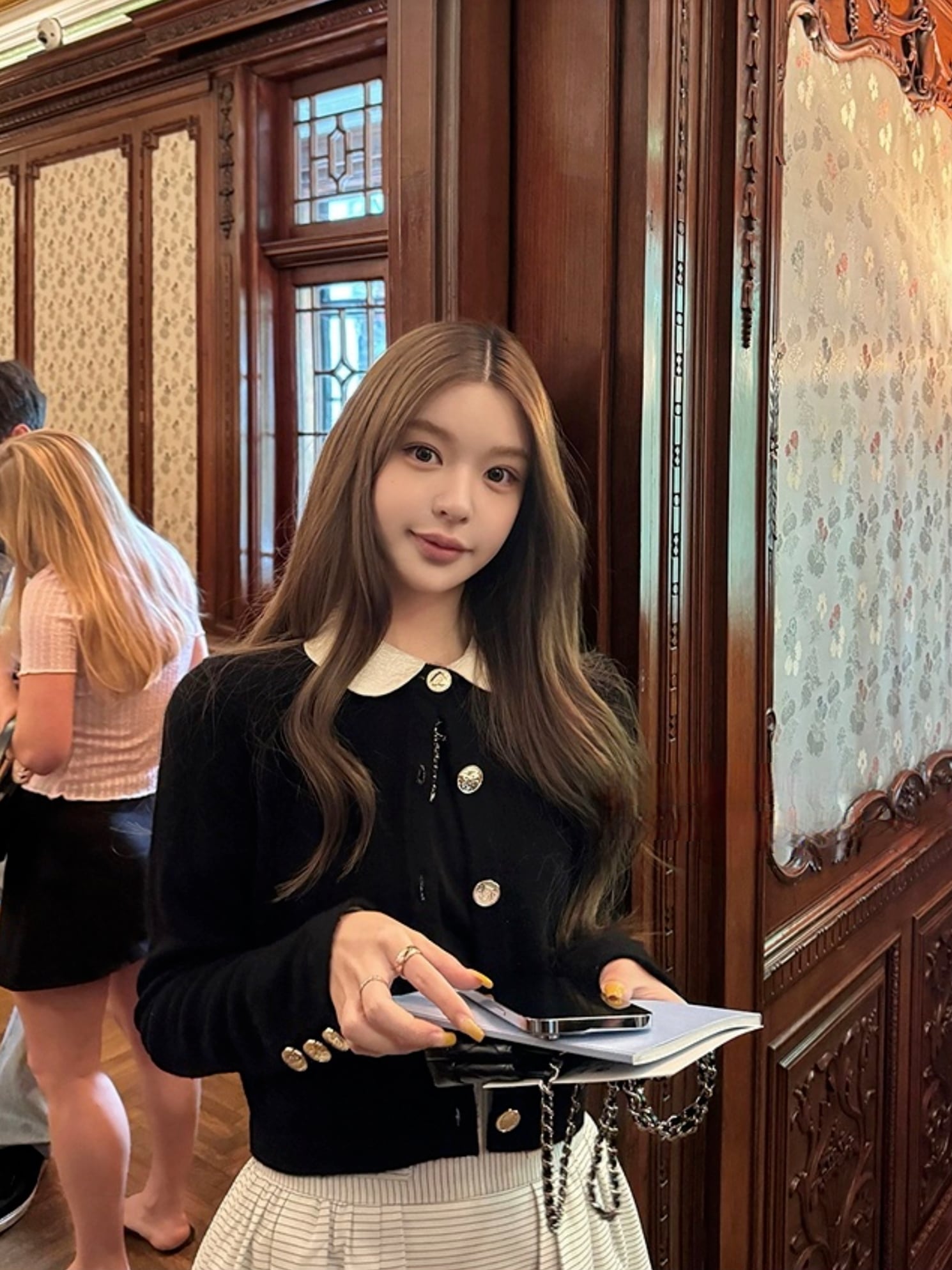 (2color) バイカラー丸襟カーディガン