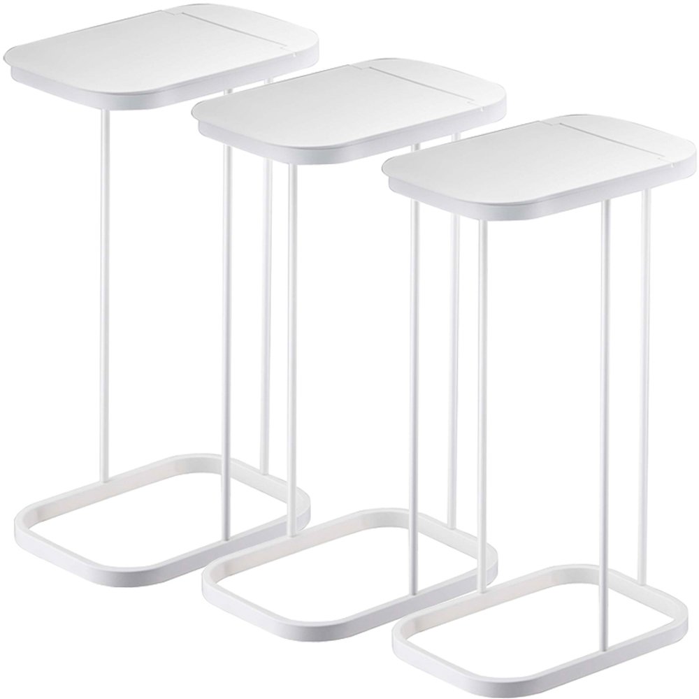 山崎実業(Yamazaki) (YAMAZAKI) ゴミ箱 3個セット ゴミ袋ホルダー ふた付き 分別 スリム キッチン ルーチェ ホワイト 7552 3SET