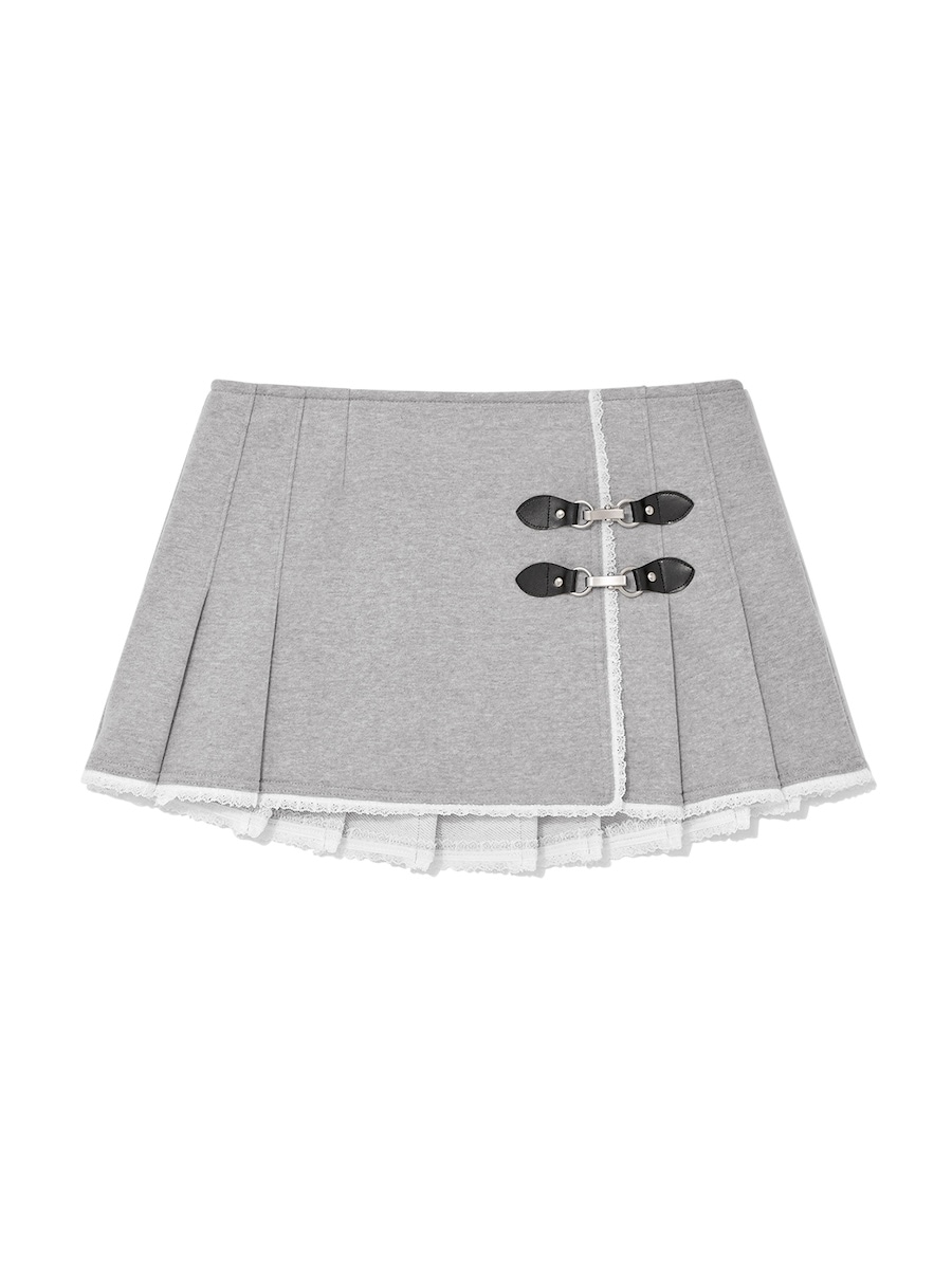 【GLOWNY】 CIAO BUCKLE MINI SKIRT : GRAY