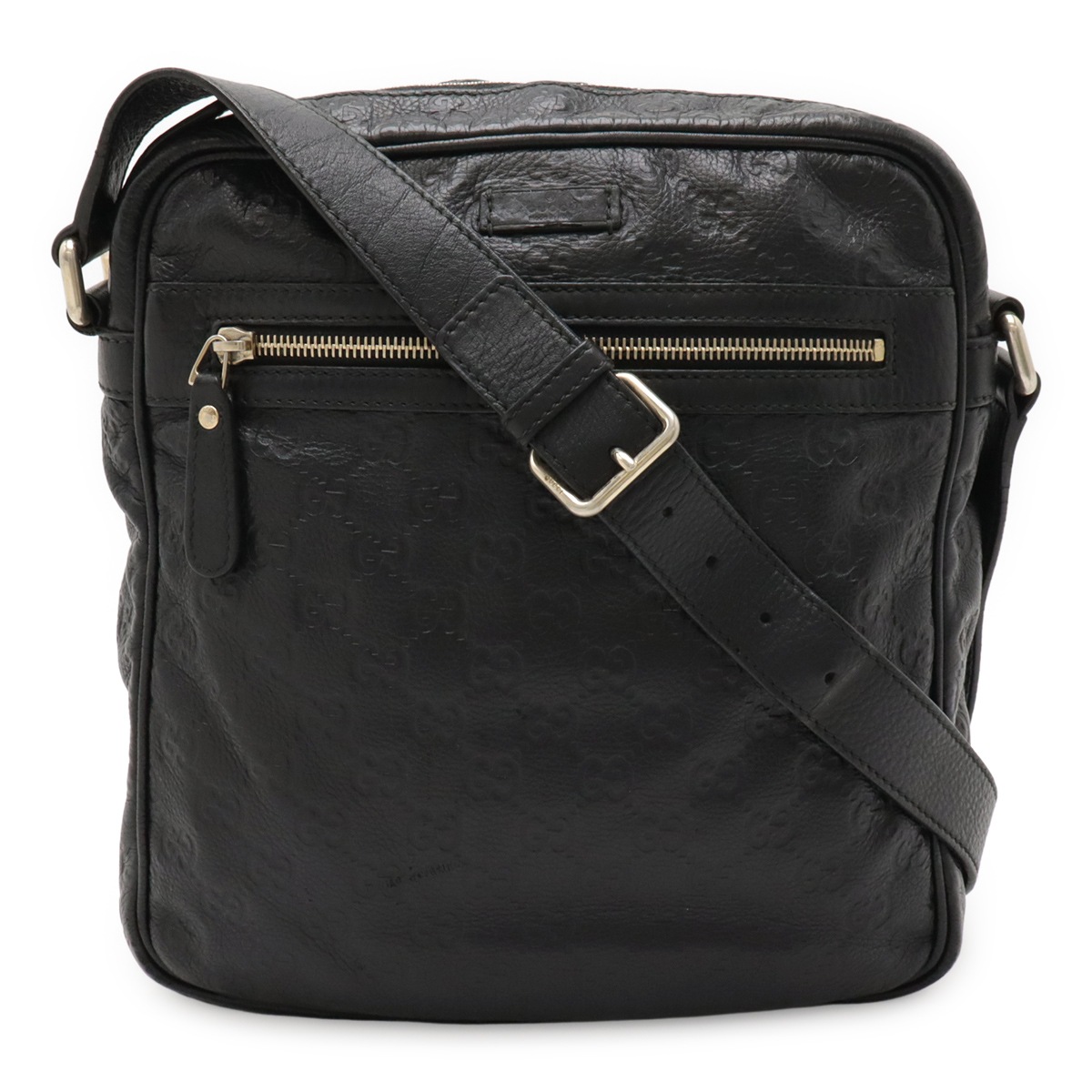 グッチシマ ショルダーバッグ 斜め掛け レザー ブラック 黒 ゴールド金具 20144