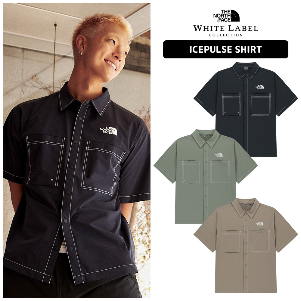ICEPULSE SHIRT WHITE LABEL 半袖シャツ 冷感 通気性 ステッチ カジュアル 男女兼用 夏 NH8SS01J NH8SS01K