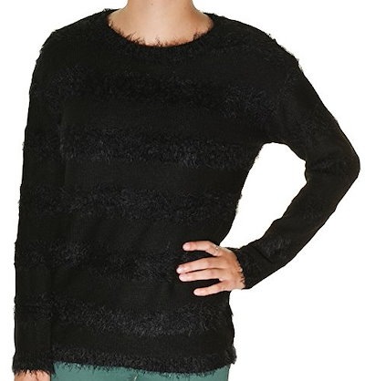 Joseph A. Womens Pullover Eyelash Sweater Large Black Stripe Joseph A. Womens Pullover Eyelash Sweater Large Black Stripe