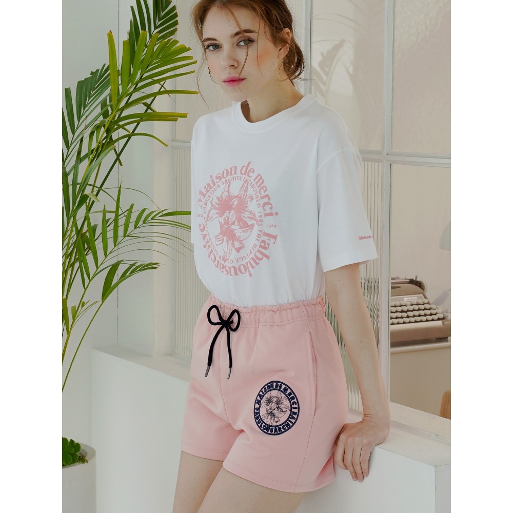 FABULOUS ARCHIVE ウーマンズ エンボ刺繍 ル リス ショーツ ピンクネイビー(FCC2PT501W)