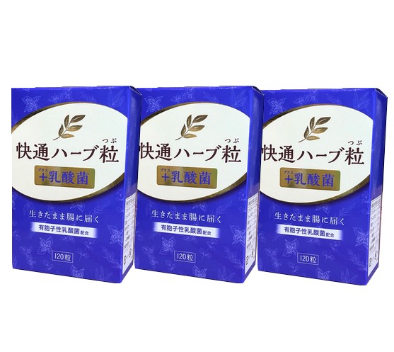 【3箱セット】快通ハーブ粒+乳酸菌 120粒 ナチュラルウェーブ 植物性サプリメント 日本製 ハーブ粒 快適 かいつう【機能性表示食品】リニューアル 便通【月間優良ショップ受賞】