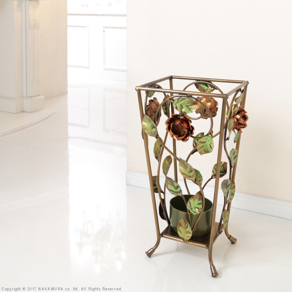 傘立て おしゃれ アンブレラスタンド アンティーク リゾート風 かわいい イタリア製 エレガント ハンドメイド ロートアイアン 完成品 外置き