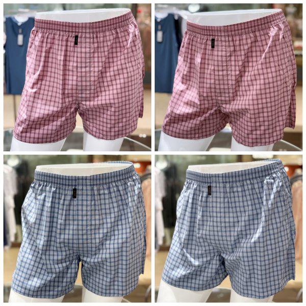 男性先染め綿200数メランチェックトランクスSET (WMP5415D SET)