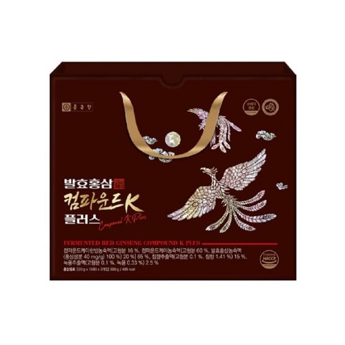 鍾根堂 発酵紅参 コンパウンドK プラス 20gx30包 1箱 紅参 沈香 緑用 エキス 栄養剤 プレゼント 健康機能食品