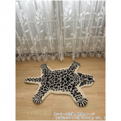 インド製ラグ Animal mat アニマルマット Leopard/GY ヒョウグレー 60×90