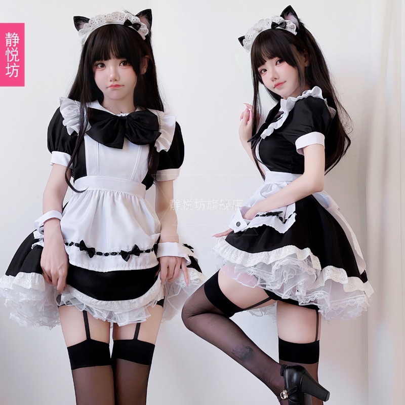 日本のメイド服コスプレアニメ衣装白黒柔らかいシスターロリータドレスコス服ロリータ姫スカート