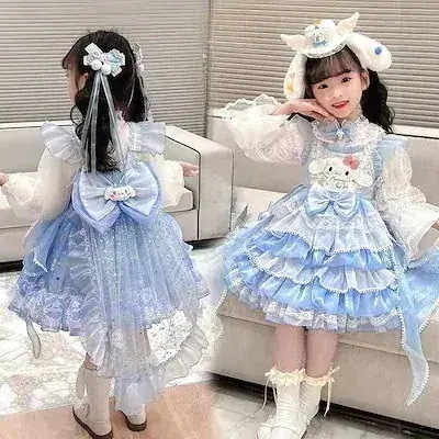 新品の初発/底値大 可愛いサンリオ シナモンロール 子供 ルプリンセス ドレス 春秋 長袖 ワンピース 女の子セット ドレス チュール ガールズ スカート コスプレ 誕生日クリスマスプレゼント 4点