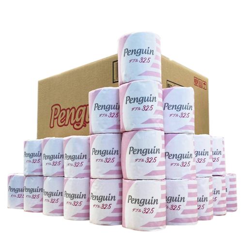 【ケース販売】丸富製紙 ペンギン トイレットロール 個包装 32.5M 1Rダブル 60 個入り