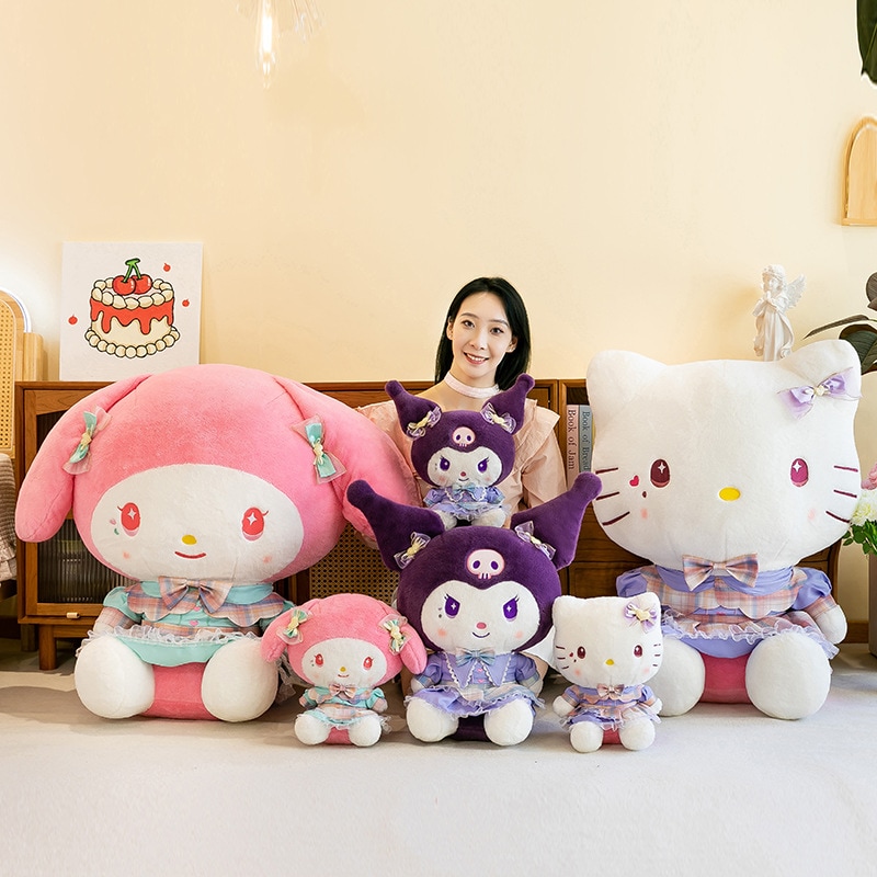 チェック柄スカートクロミぬいぐるみかわいいカップルダーククロミ人形女の子ハート人形kt猫