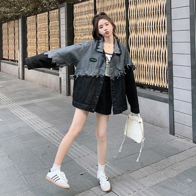 ファッション個性ウォッシュデニムジャケットをスプライシング色2024新しい韓国版ルーズな海外スタイルのウールのトップスをヒット 6,799円