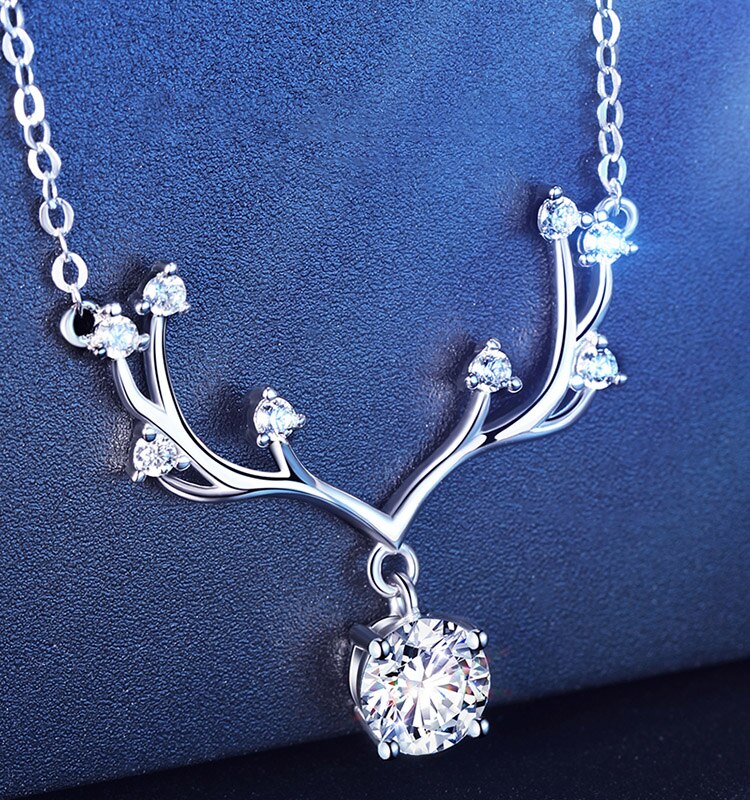 ネックレス モアサナイト ペンダント Moissanite シルバー925 チェーン 一粒ネックレス 1カラット プレゼント レディース 鹿 シカ しか