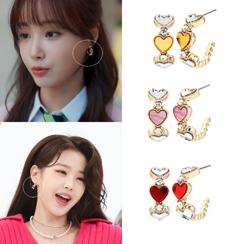 [チャンウォニョンヨヌ着用] ジェラシー_mirror heartピアス 韓国の人気芸能人着用 韓国の女性アイドルアクセサリー 韓国ファッションジュエリ カスタムジュエリー デイリーアクセサリー