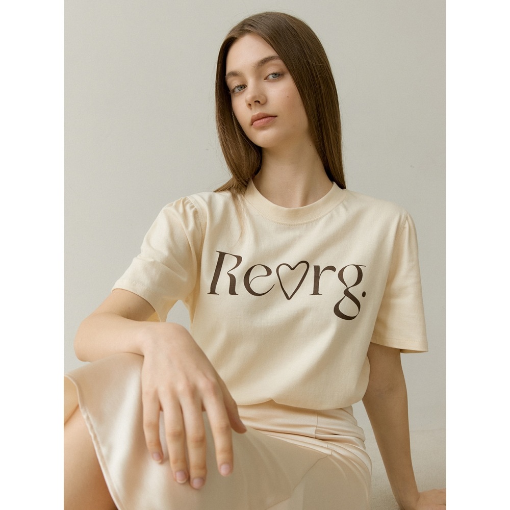 REORG ドローハートパフ Tシャツクリームイエロー