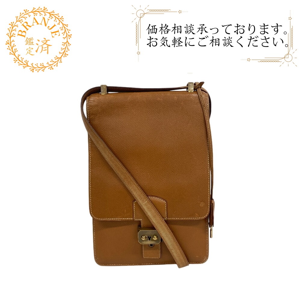 サックアデペッシュDPLG レザー ショルダーバッグ ベージュ メンズ ブランド