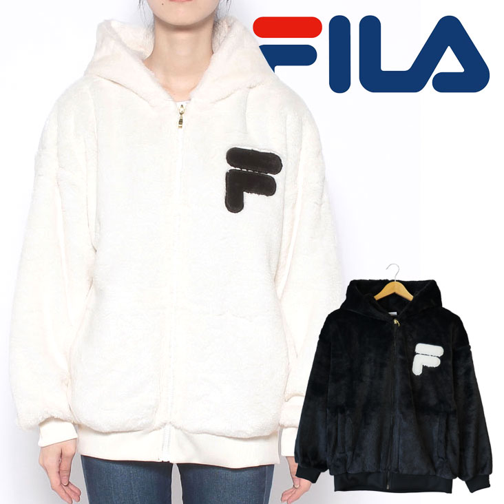 FILA フィラ フェイクファー ジップパーカー パーカー メンズ レディース ユニセックス ファー オーバーサイズ ドロップショルダー ゆったり FL6574