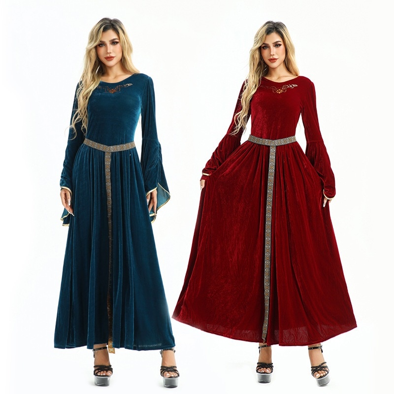2025ハロウィンコスチュームレトロ宮殿スタイルヨーロッパファーム民間ルネッサンスドレス中世の衣装