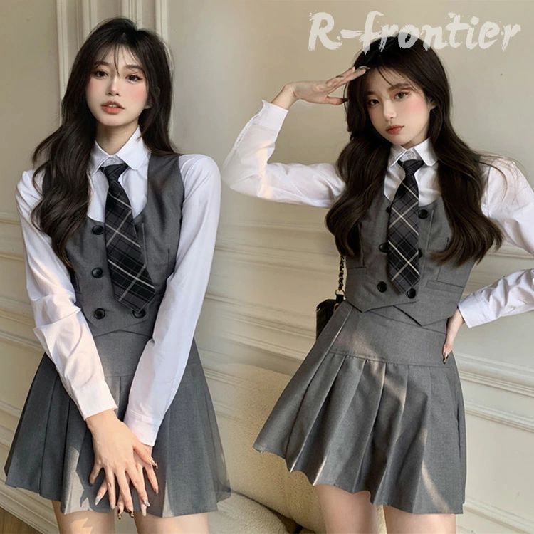 20254点セット 卒業式 スーツ 女の子 150 160 韓国 制服 なんちゃって制服 セット 卒服 女の子 小学生 中学生 高校生 韓国 白シャツ ネクタイ ベスト プリーツスカート フォーマル