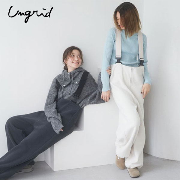 【SALE20%OFF】【即納】アングリッド ungrid ワンピース 24秋冬 フリースオーバーオール ロング丈 オールインワン 112460342201