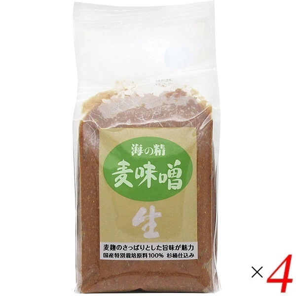 海の精 国産特栽 麦味噌 1kg 4個セット