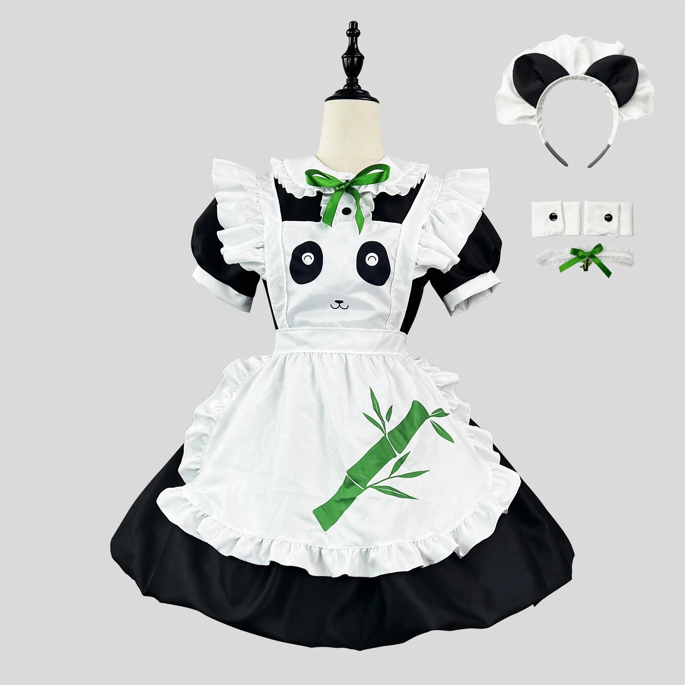 オリジナルかわいいパンダメイドバブルスカートロリータメイド服アニメコスチュームセカンダリ