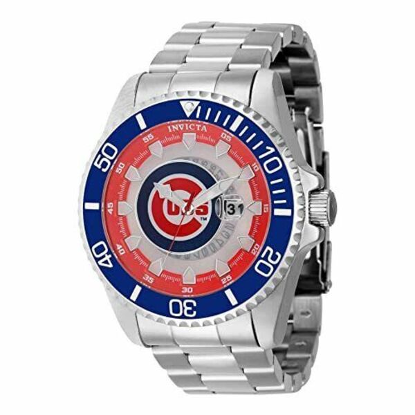 インヴィクタMens 43458 MLB Chicago Cubs Quartz Red, Silver, White, Blue Dial Watch