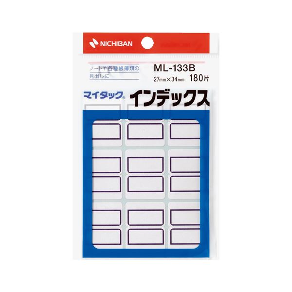 (まとめ) ニチバン マイタック インデックス 紙ラベル 大 27×34mm 青枠 ML-133B 1パック(180片：9片×20シート) (×30セット)