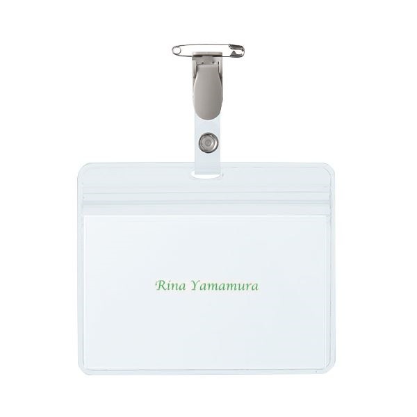 （まとめ） TANOSEE タッグ名札 チャック付大 安全ピンクリップ両用型 1パック（10個） 10セット