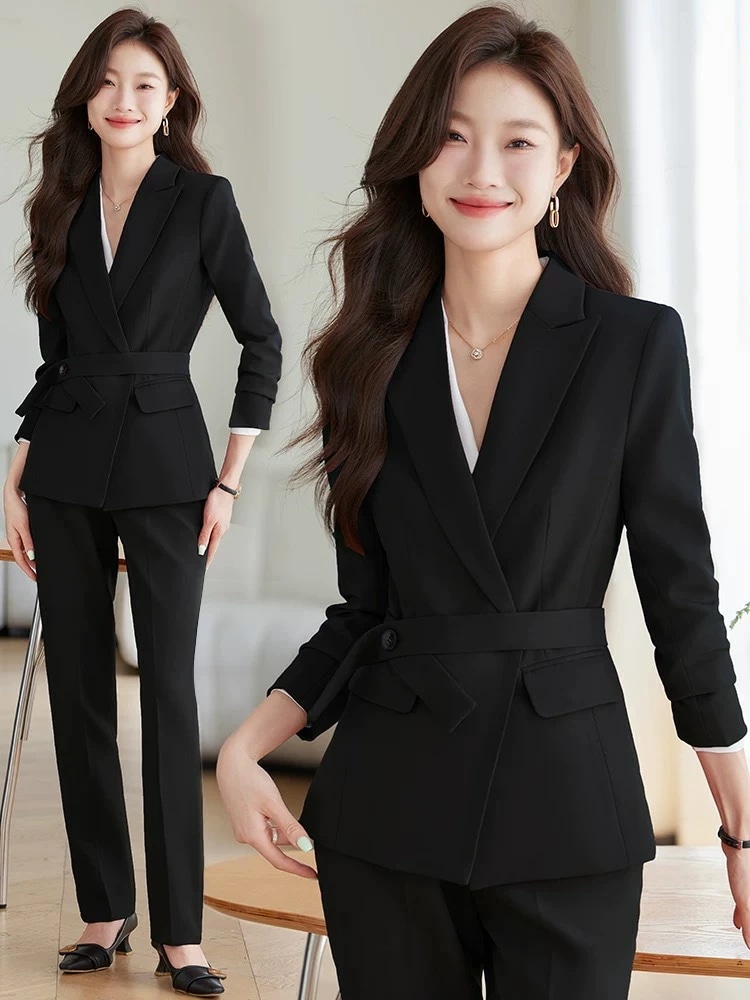 高品質レディース 2点セットスーツ ビジネススーツ ジャケット+パンツ 長袖シャツ セットアップ 無地 フォーマル 通勤 OL オフィス 制服 パンツスーツ 秋春 着痩せ 20代30代40代 リクルー