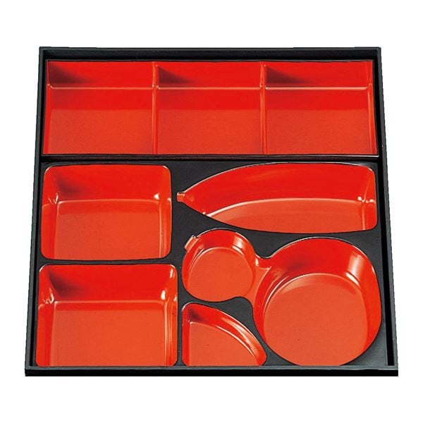 尺3 松花堂用ひょうたん仕切 朱天黒A