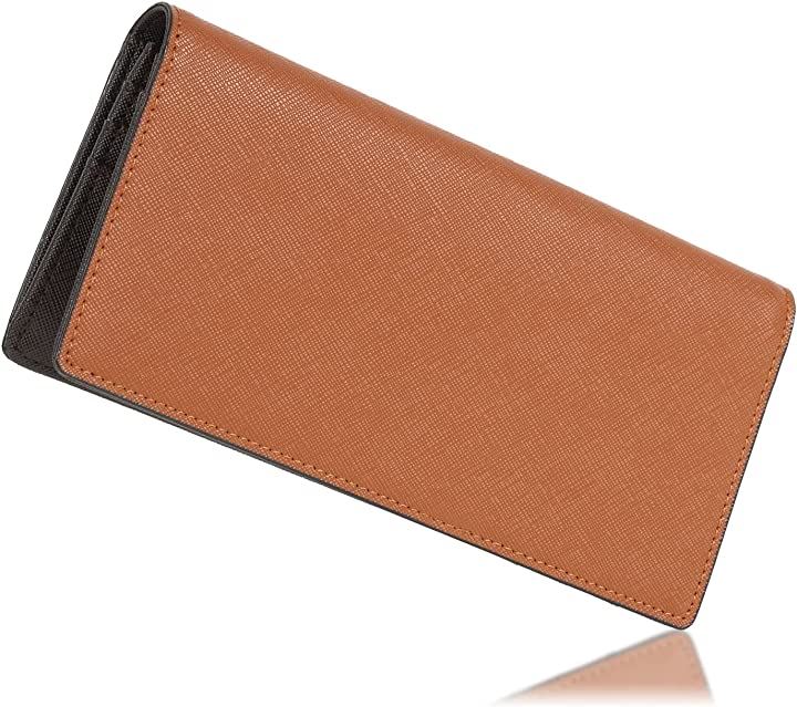 エクスビータ 2023年 長財布 薄型 メンズ カード12枚 収納 ファスナー小銭入れ(キャメル)