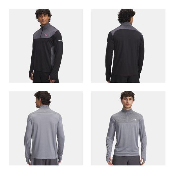 6004963 ブラック グレー 2カラー UA Tech ユーティリティ 男性用 ジップ ハーフジップ 機能性 長袖Tシャツ ランニング ヘルス