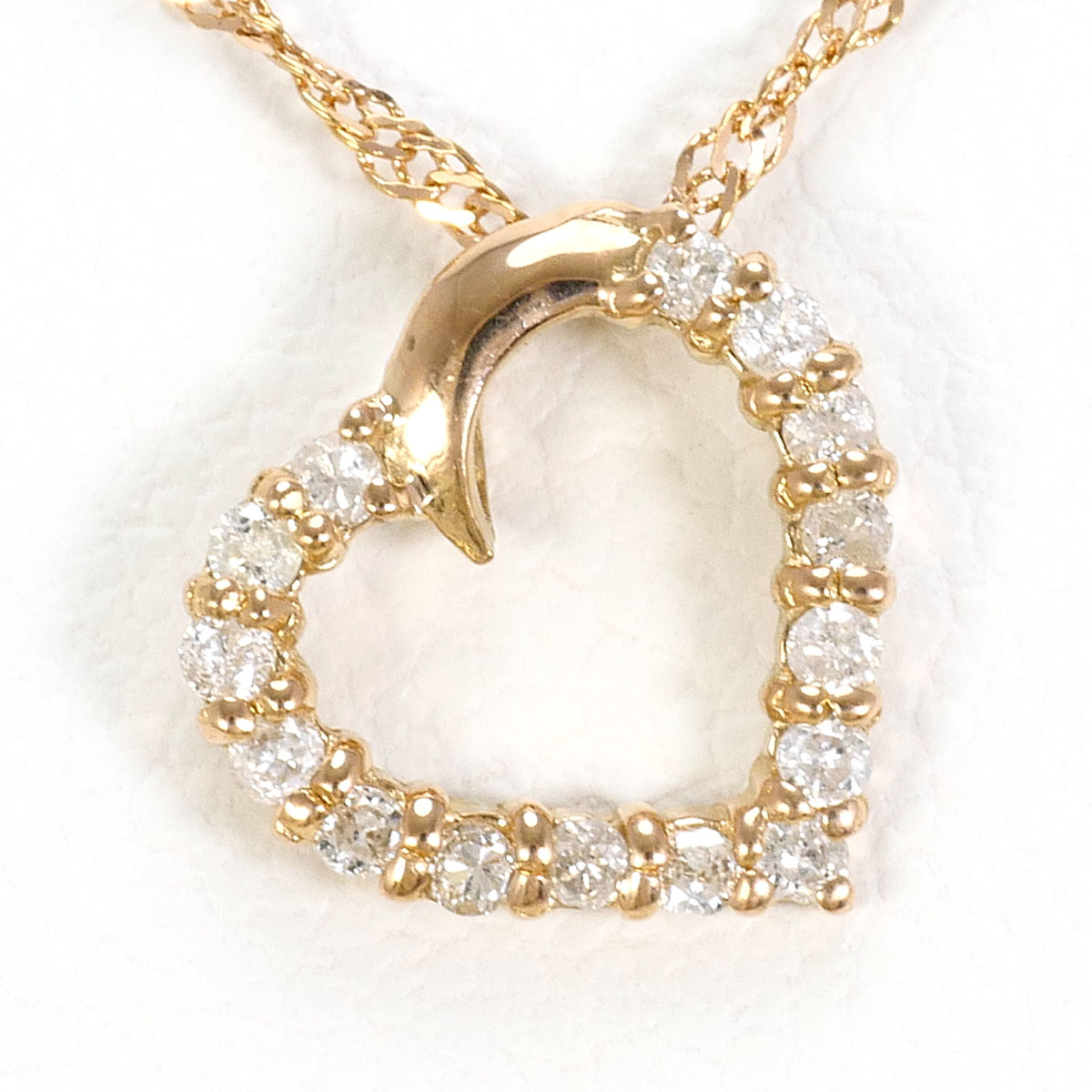 K18 18金 PG ピンクゴールド ネックレス ダイヤモンド 0.10ct 総重量約1.0g 約40cm 中古
