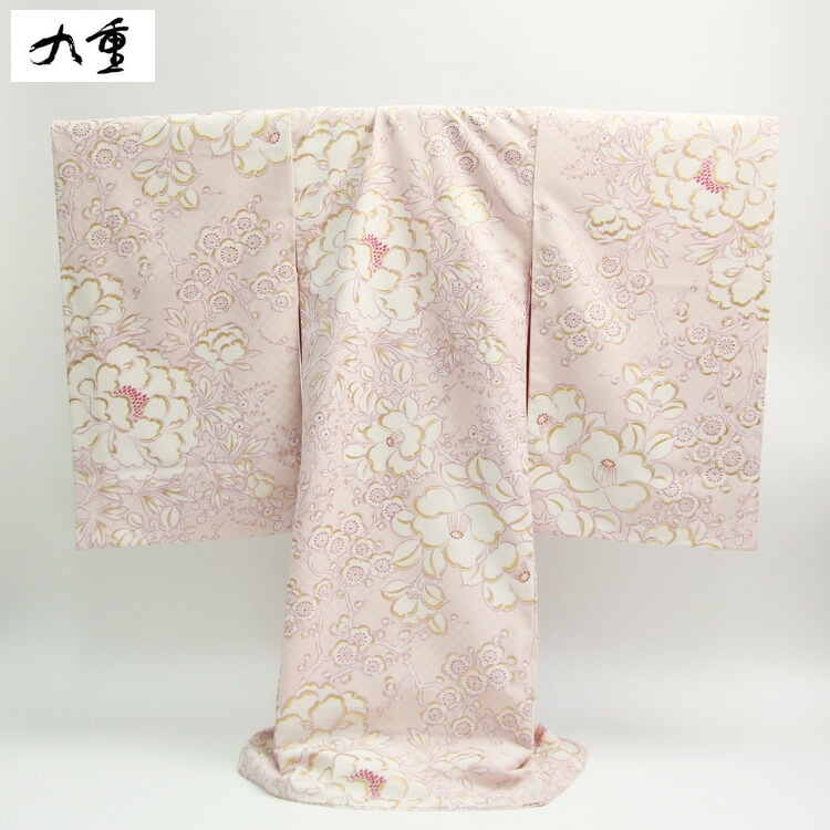 レンタル九重 日本製 お宮参り 女の子 着物 レンタル ピンク地に白の牡丹椿梅 お宮参り レンタル 衣装 祝着 初着 産着 レンタル衣装