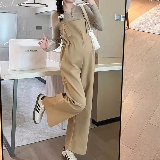 2点セット カットソー 長袖 ラウンドネック プルオーバー ハーフボタン サロペット ロング丈 かわいい 大人可愛い きれいめ シンプル 上品 おしゃれ かっこいい カジュアル こなれ感 個性的