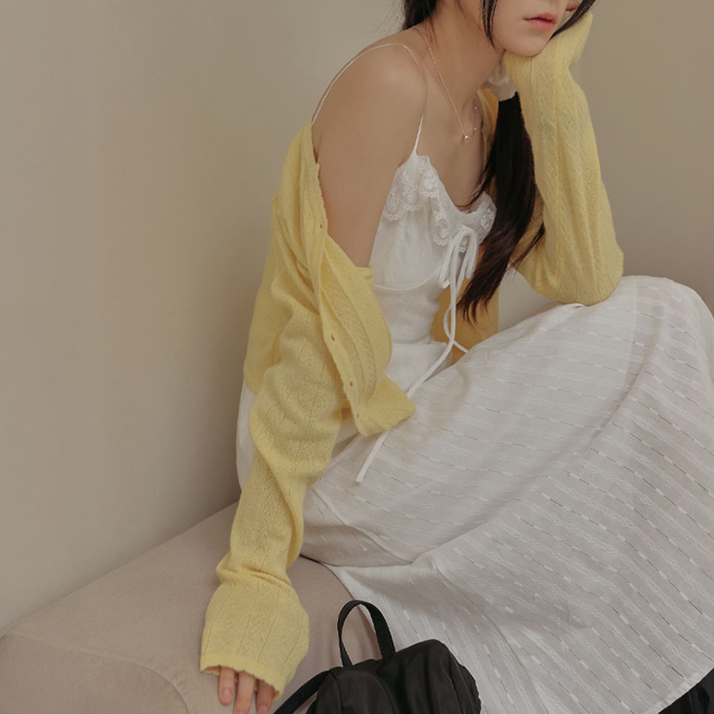 ボエントバンブーウェーブクロップニットカーディガン