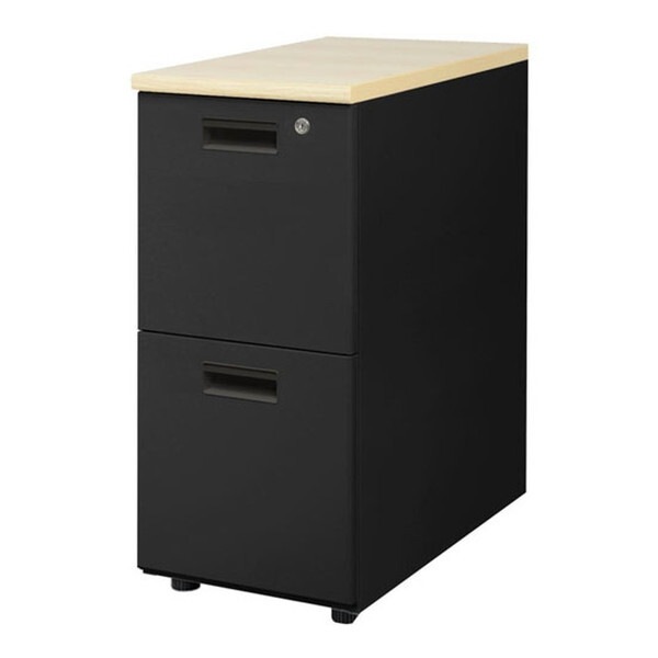 法人限定 Netforce LD-WD2SB-W-NA-BK 天板ナチュラル 袖箱ブラック ナッツ 脇机 (2段 シリンダー錠) メーカー直送