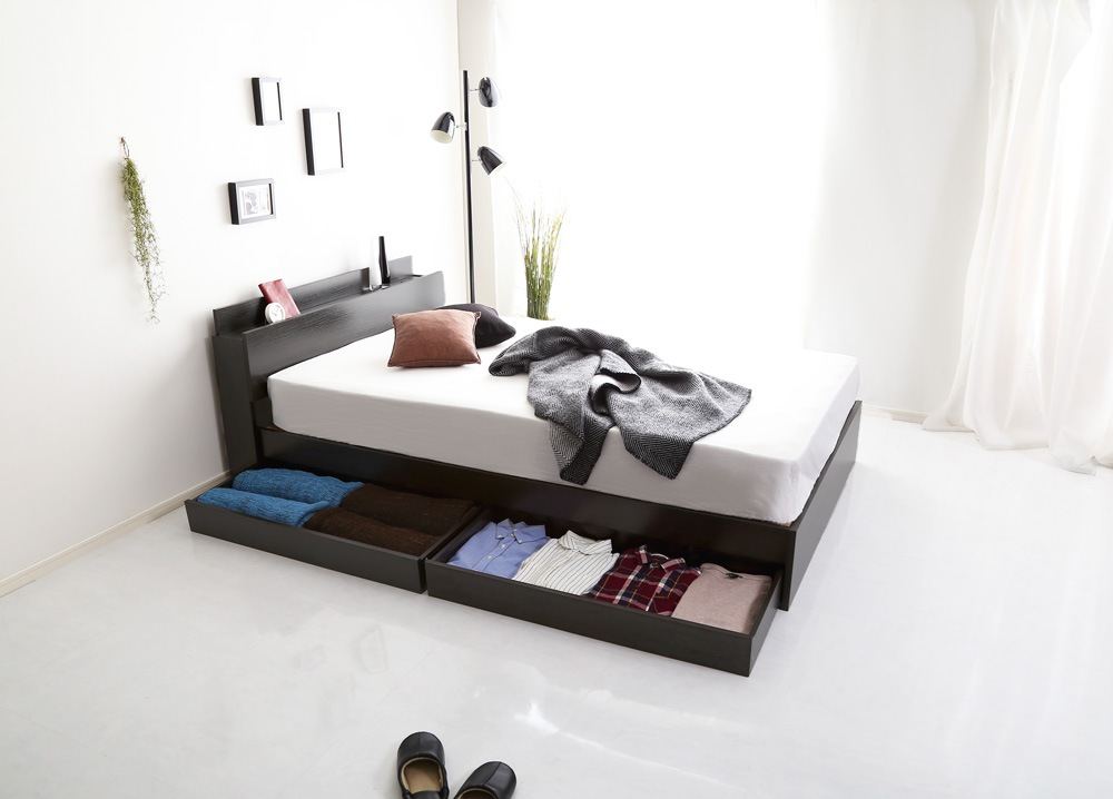 ベッド シングル 引き出し収納 おしゃれ ベット 木製 棚 コンセント チェスト 抗菌 防臭