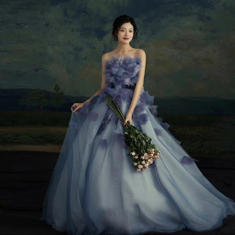 フォトウェディング撮影 カラードレス プリンセスライン 花嫁かわいい ウエディングドレス 前撮り ドレス コンサート 礼服 ピアノ演奏会 ドレス 発表会 パーティードレス 結婚式 二次会ドレス花嫁 ロ