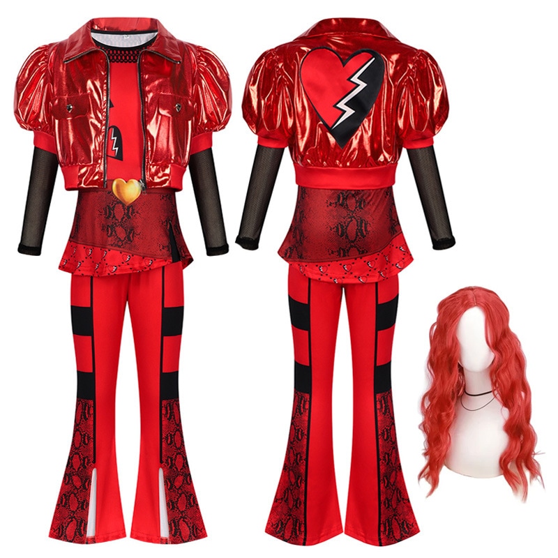 レッドハートの女王の台頭衣装の衣装クイーンレッドチルドレンズフルコスプレ服