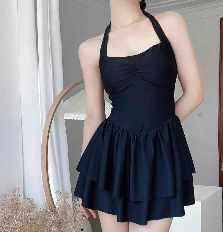 水着 レディース かわいい 夏 プール レジャー 海水浴 バックレス カジュアル スカート ワンピース ノースリーブ ハイウエスト