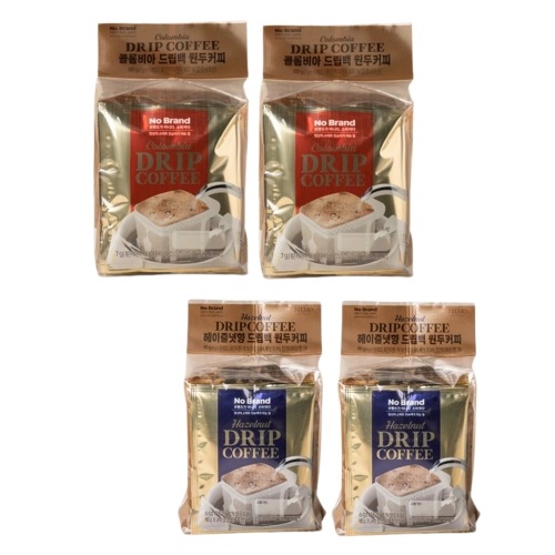 ノーブランドコロンビアドリップバッグ豆コーヒー15個×2個+ヘーゼルナッツ香りドリップバッグ豆コーヒー15個×2個